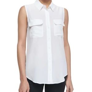 Equipment Femme sz M white sheer top 188$